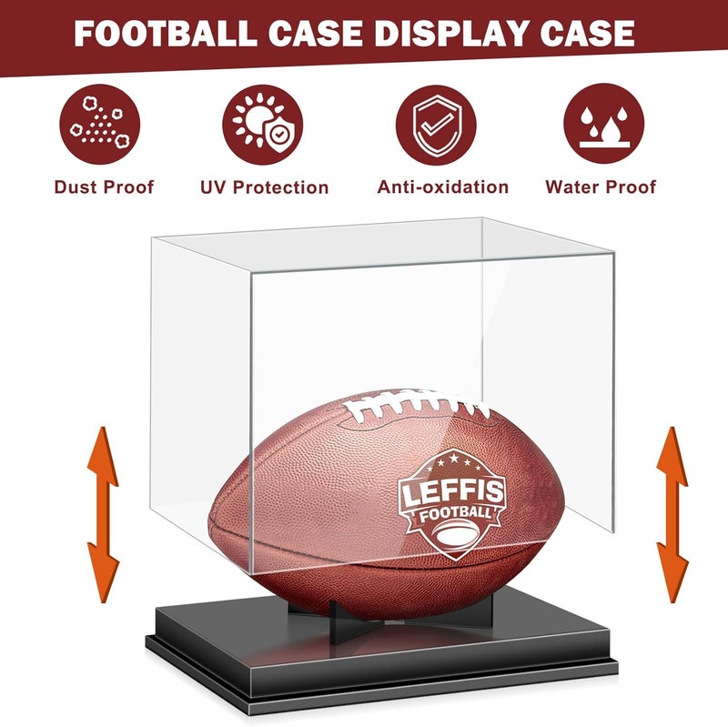 Leffis Football Display Case, Acrylic Football Case Display Case, Memorabilia Display Cases with Removable Built-in Football Display Stand for Autographed Football (No Assembly Required) - Image 4